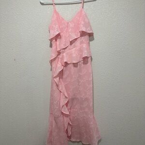 Wild Fable Pink Asymmetrical Ruffle Dress